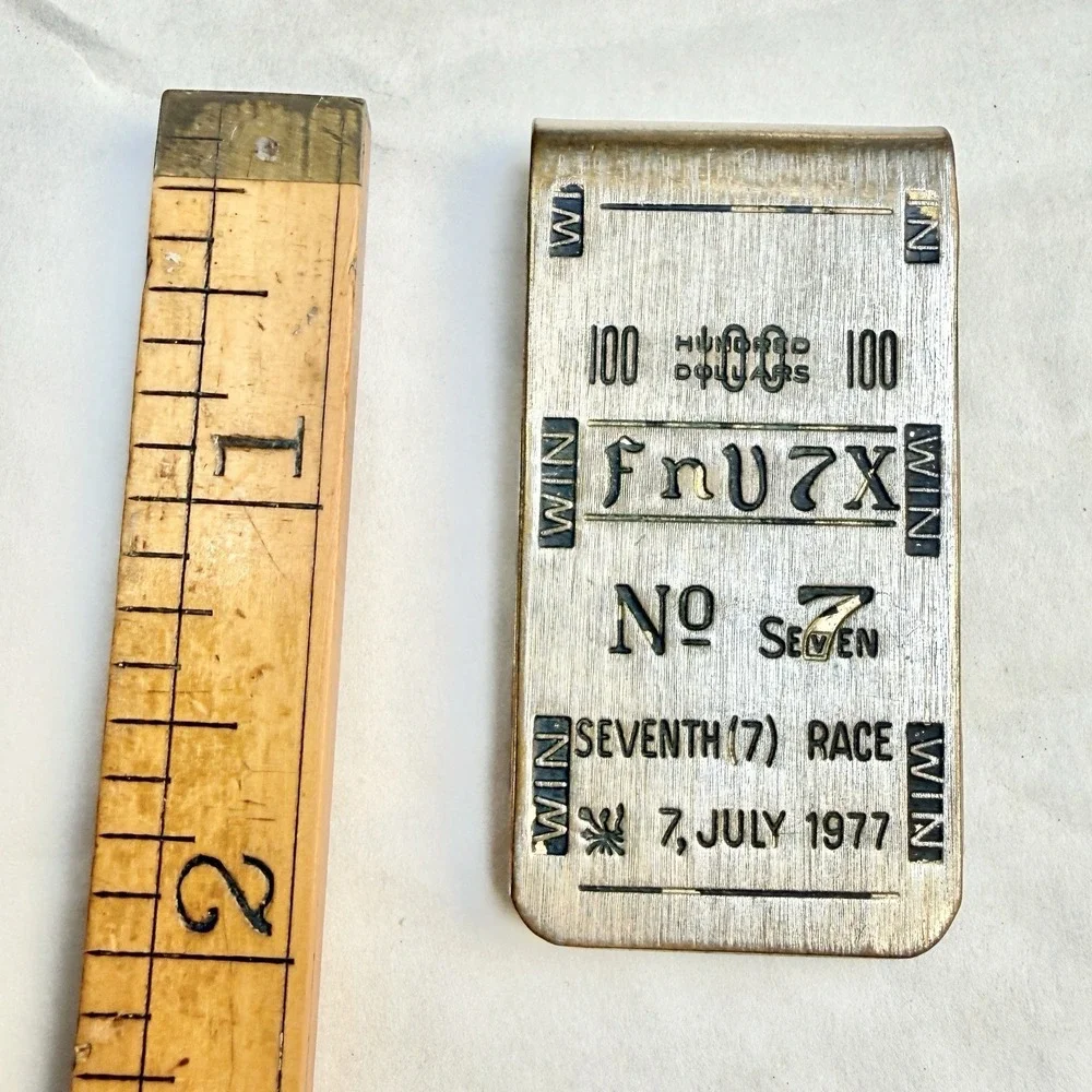Vintage Horse Racing Money Clip $100 No. Seven July 7, 1977 FNU7X